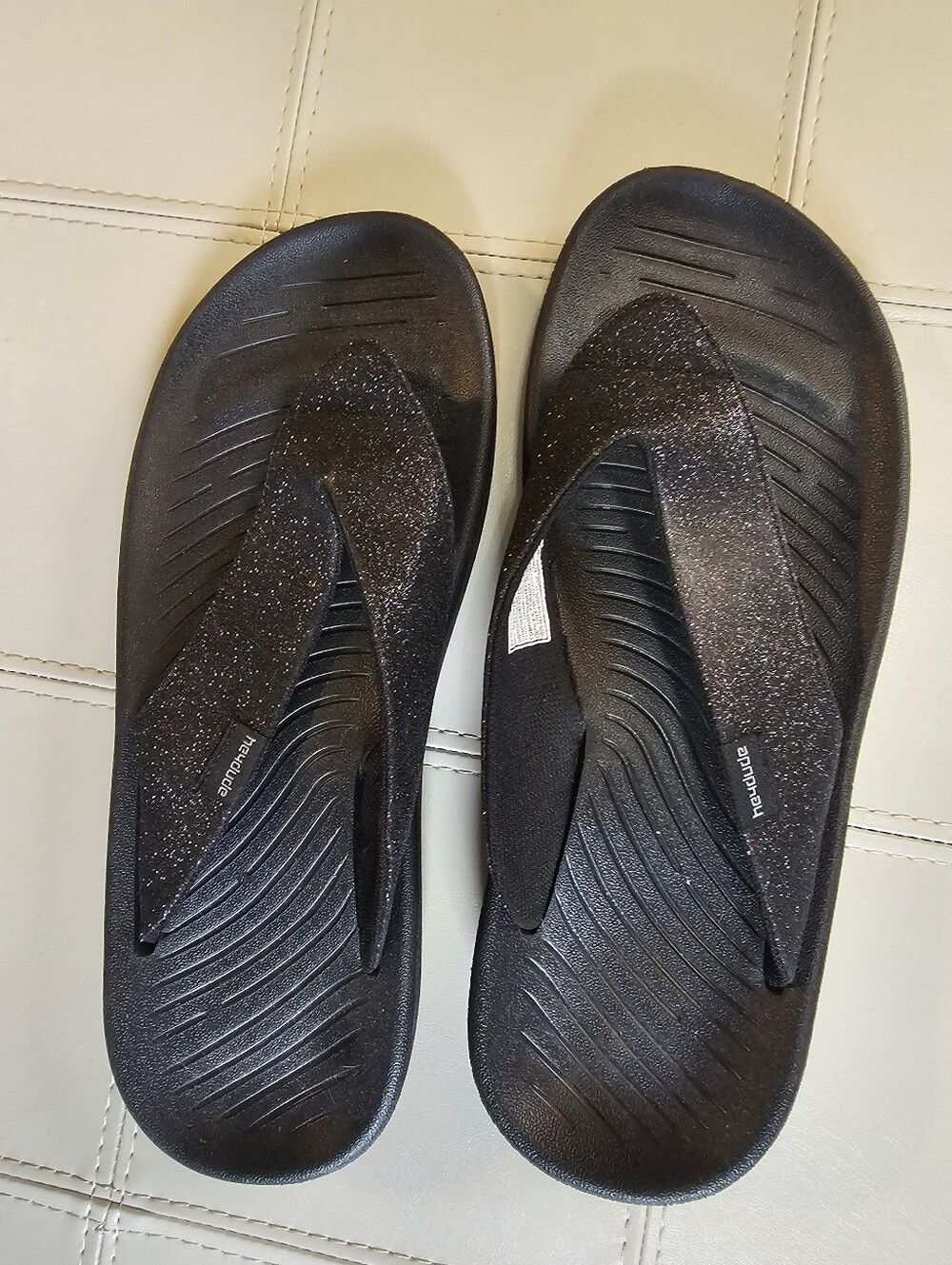 Hey DUDE Black Sparkle Women’s Flip Flop Sandals